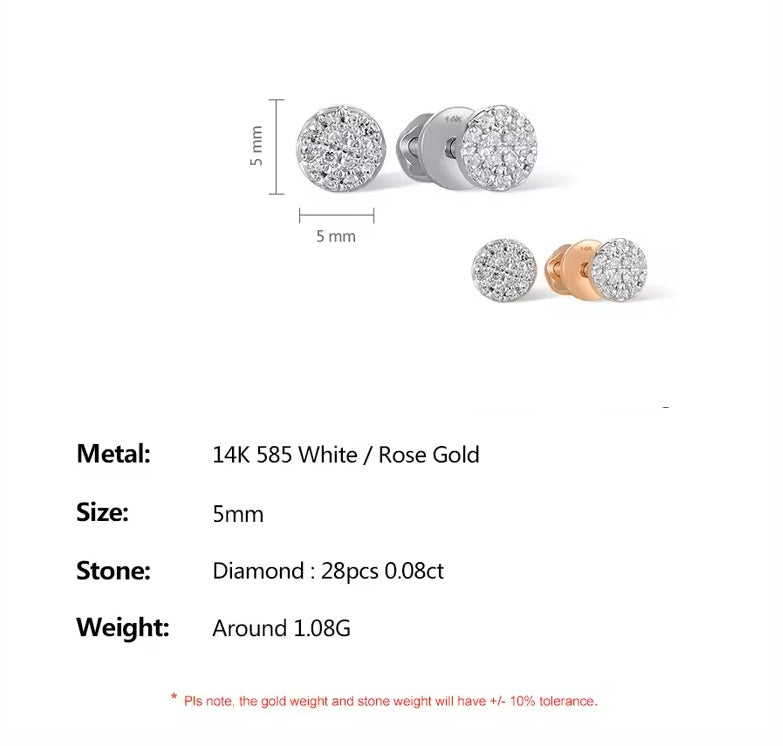 14К 585 цагаан алт очир алмас эрдэнийн чулуутай дугуй ээмэг