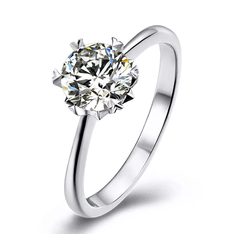 Цасан ширхэг 6.5 мм моиссанит бөгж