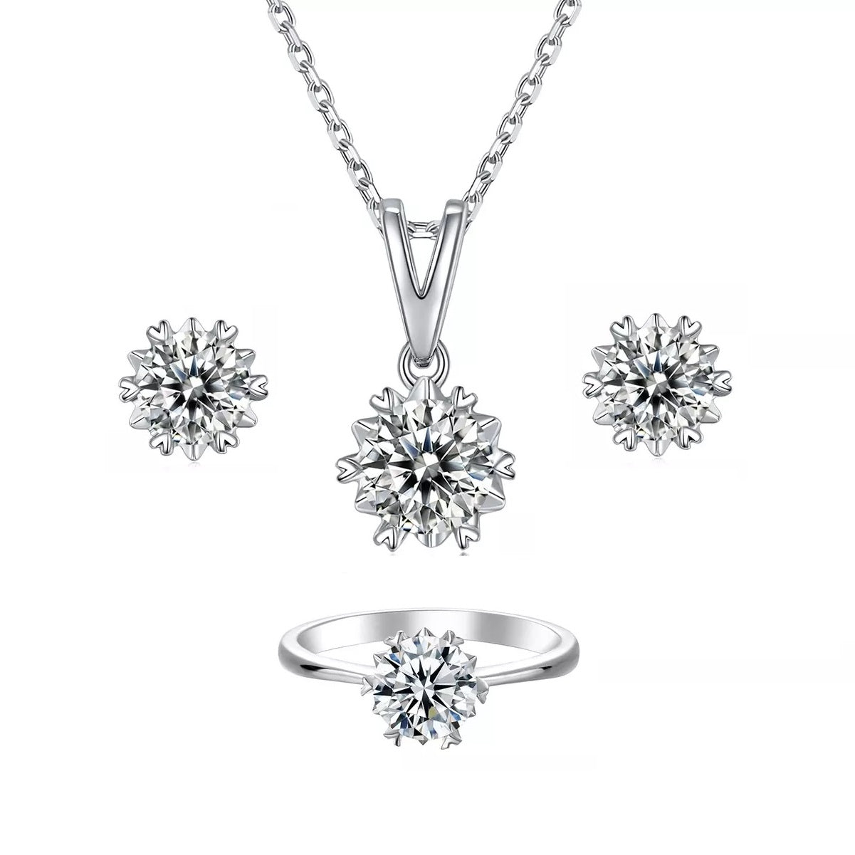 GRA гэрчилгээтэй моиссанит алмаз мөнгөн хослол