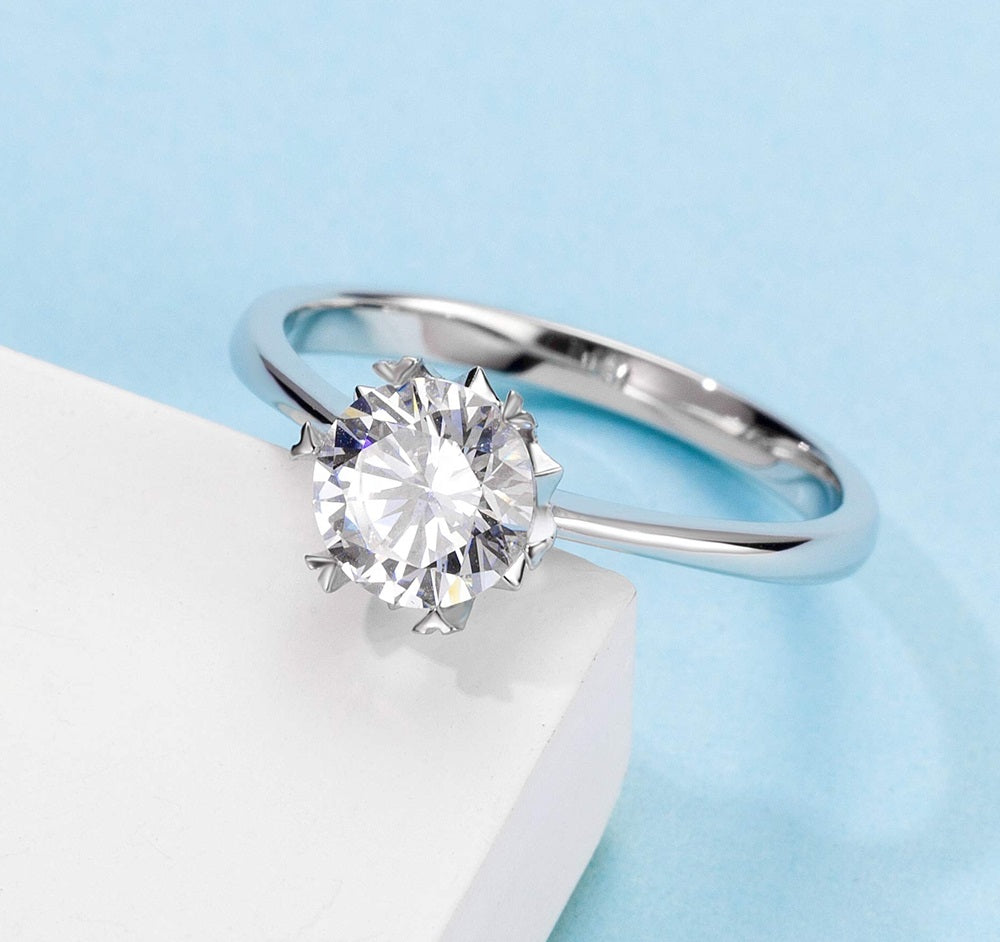 Цасан ширхэг 6.5 мм моиссанит бөгж