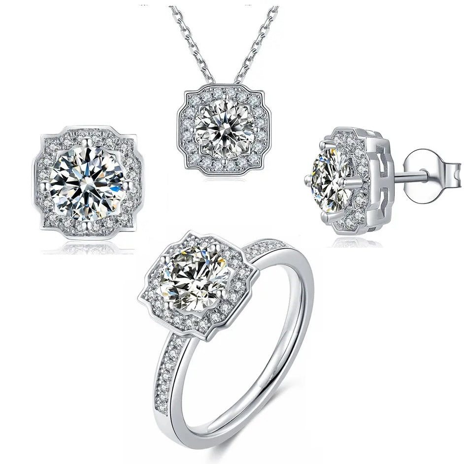 Дөрвөлжин D өнгөт моиссанит алмаз хослол