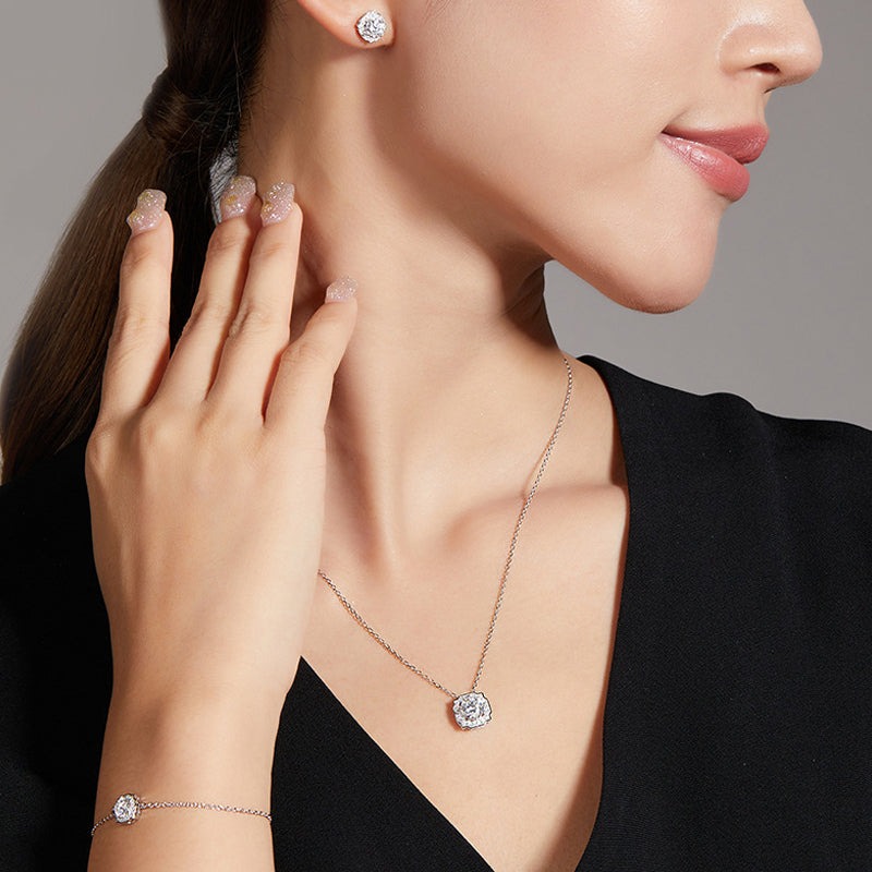 Дөрвөлжин D өнгөт моиссанит алмаз хослол