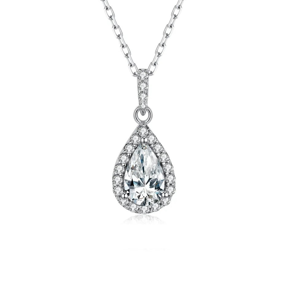 Pear cut хэлбэртэй  6.5 мм моиссанит зүүлт