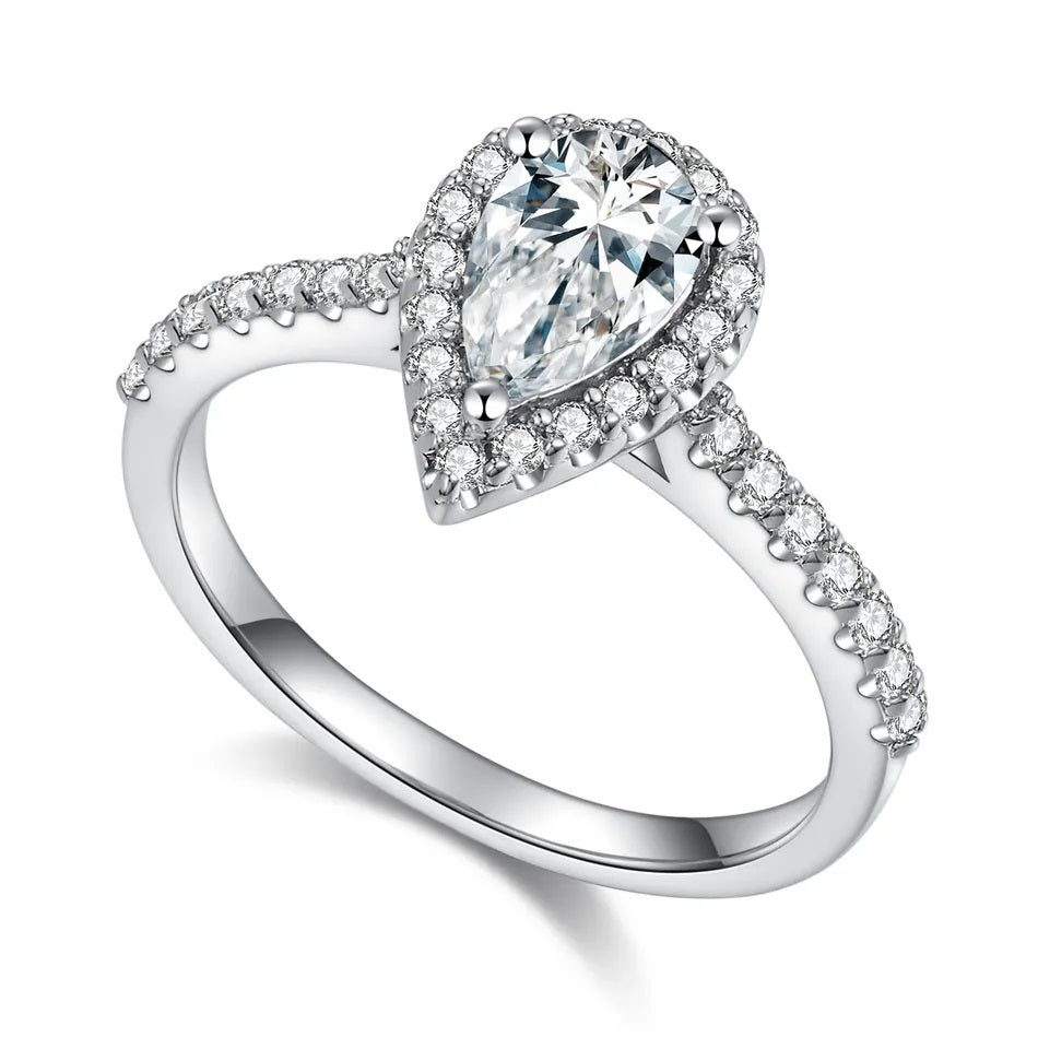 Pear cut хэлбэртэй  6.5 мм моиссанит бөгж