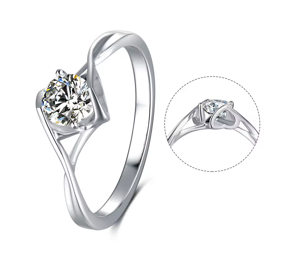 0.5ct моиссанит алмаз 18K алтаар бүрсэн сүйн бөгж