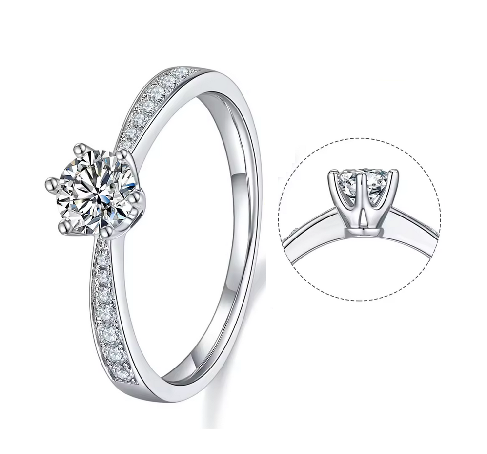 5.0mm моиссанит алмаз 18K алтаар бүрсэн сүйн бөгж