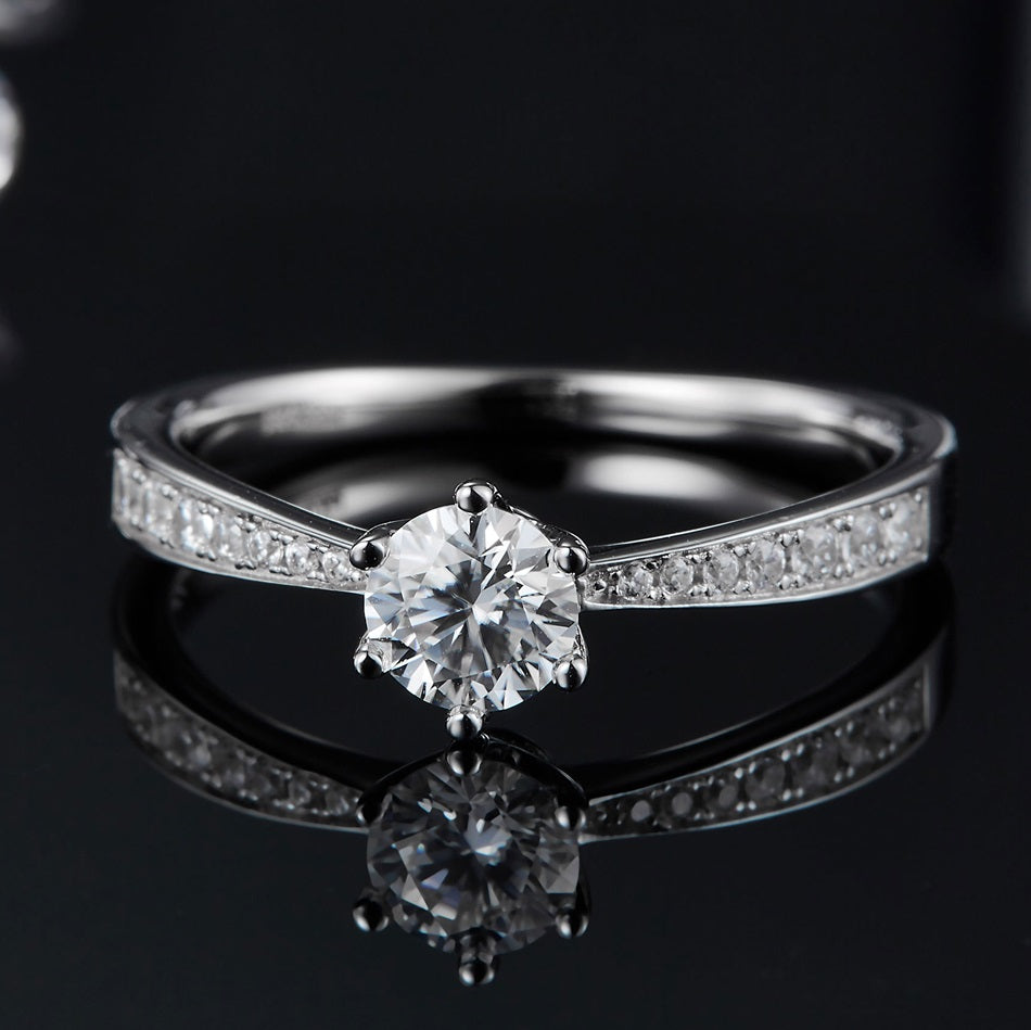 5.0mm моиссанит алмаз 18K алтаар бүрсэн сүйн бөгж