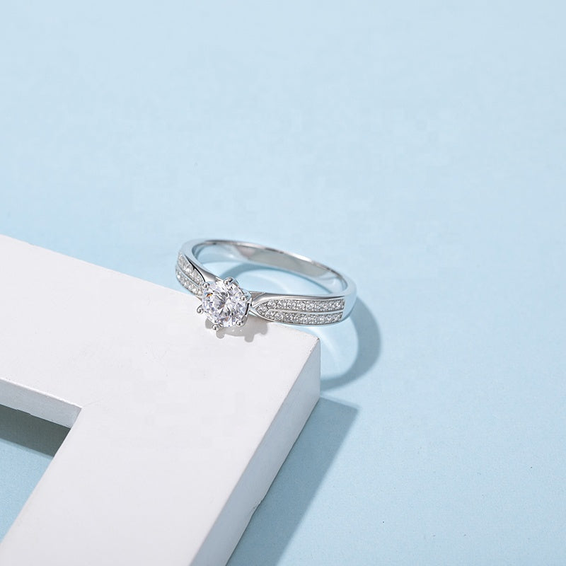 Сонгодог 0.5ct моиссанит алмаз сүйн бөгж