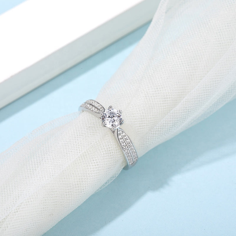 Сонгодог 0.5ct моиссанит алмаз сүйн бөгж