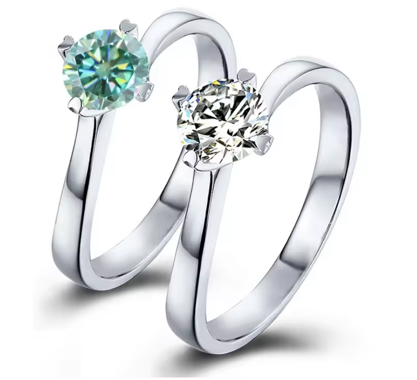 18K алтаар бүрсэн 0.5ct моиссанит алмаз сүйн бөгж