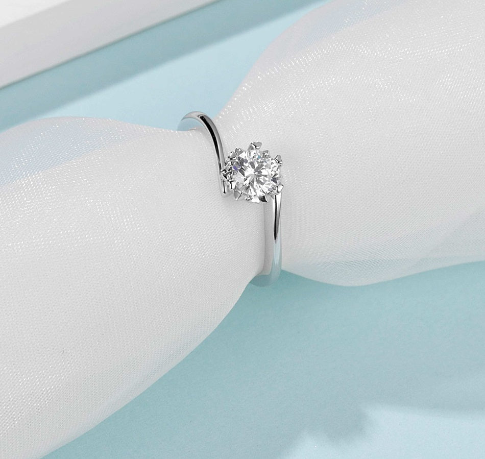 0.5ct моиссанит алмаз 18K алтаар бүрсэн сүйн бөгж