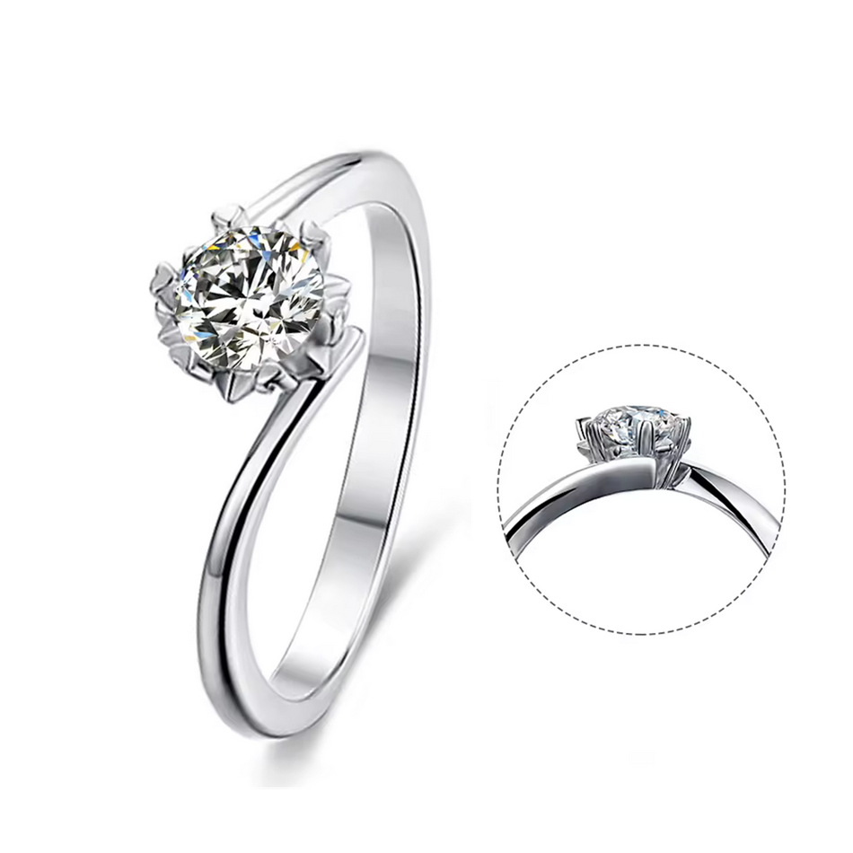0.5ct моиссанит алмаз 18K алтаар бүрсэн сүйн бөгж