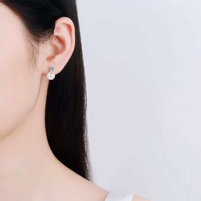 S925 сорьцтой мөнгөн сувд 0.3 ct моиссанит чулуун ээмэг