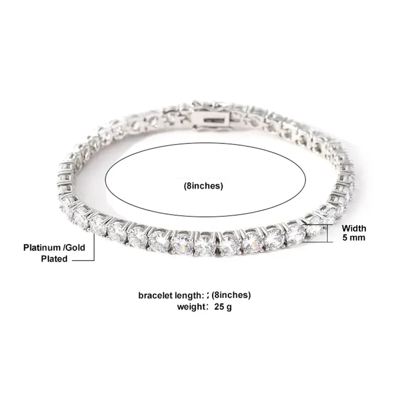 5mm Моиссанит алмазтай теннис бугуйвч