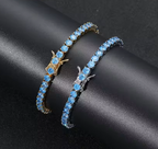 Тэнгэрийн цэнхэр 3 mm Моиссанит алмазтай 18 cm  теннис бугуйвч