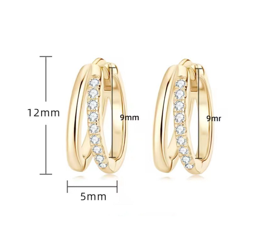 D өнгөтэй  1мм Моиссанит минималист давхар 1.2 cm цагирган ээмэг