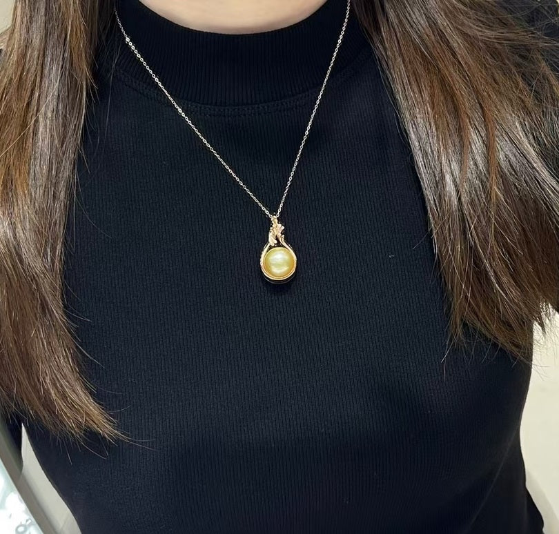 18К Алт очир алмаазтай Филиппиний том алтан сувдтай зүүлт