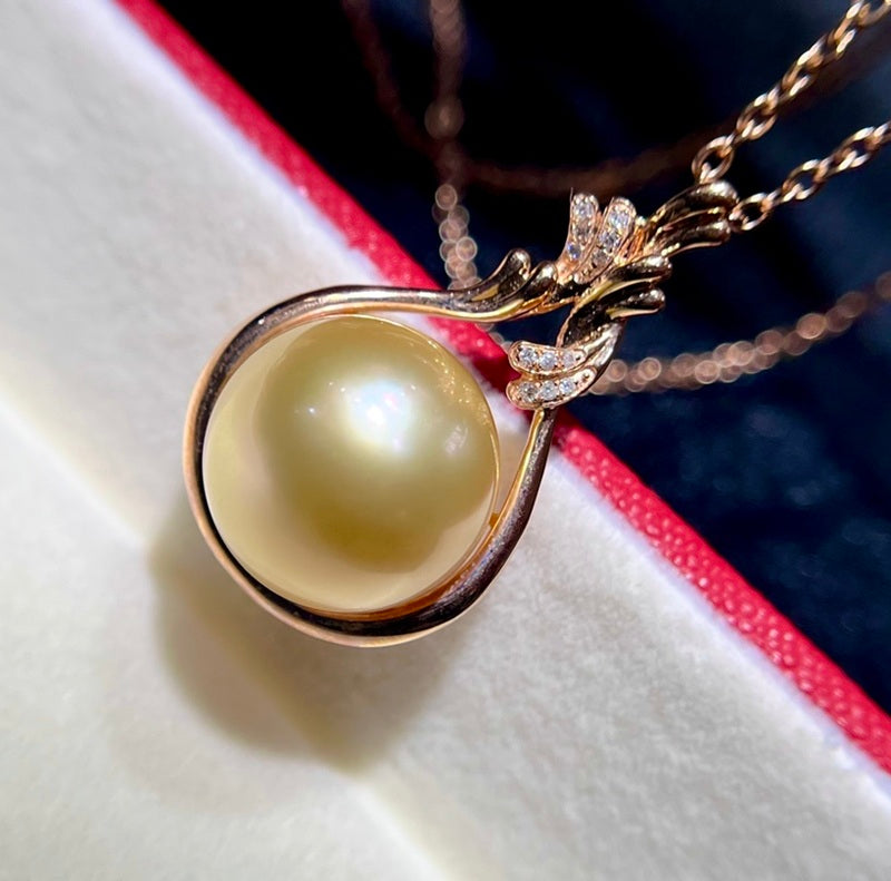 18К Алт очир алмаазтай Филиппиний том алтан сувдтай зүүлт