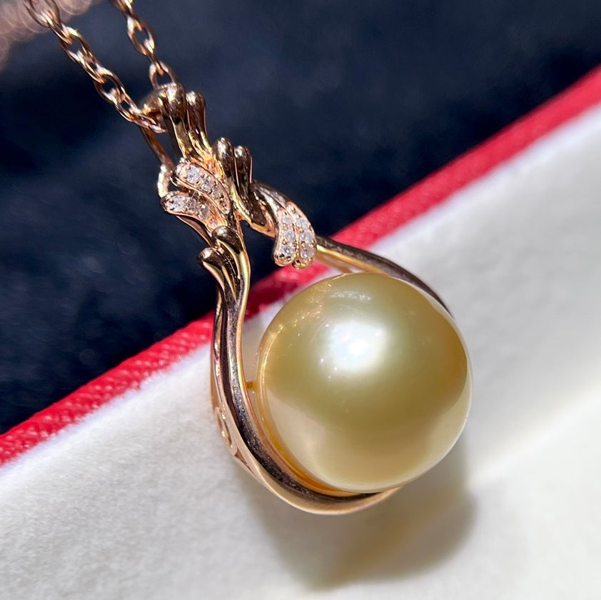 18К Алт очир алмаазтай Филиппиний том алтан сувдтай зүүлт