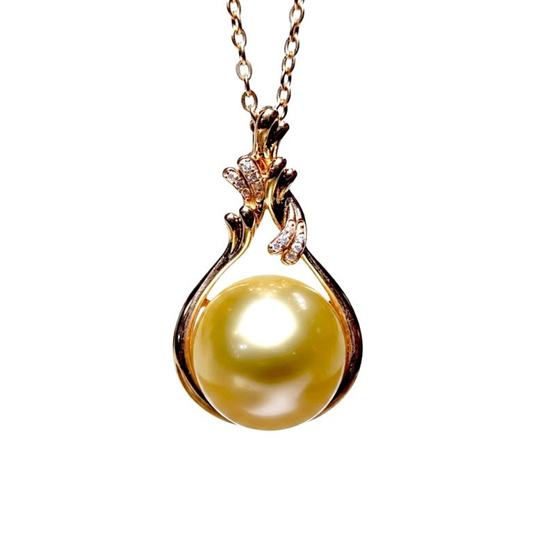 18К Алт очир алмаазтай Филиппиний том алтан сувдтай зүүлт