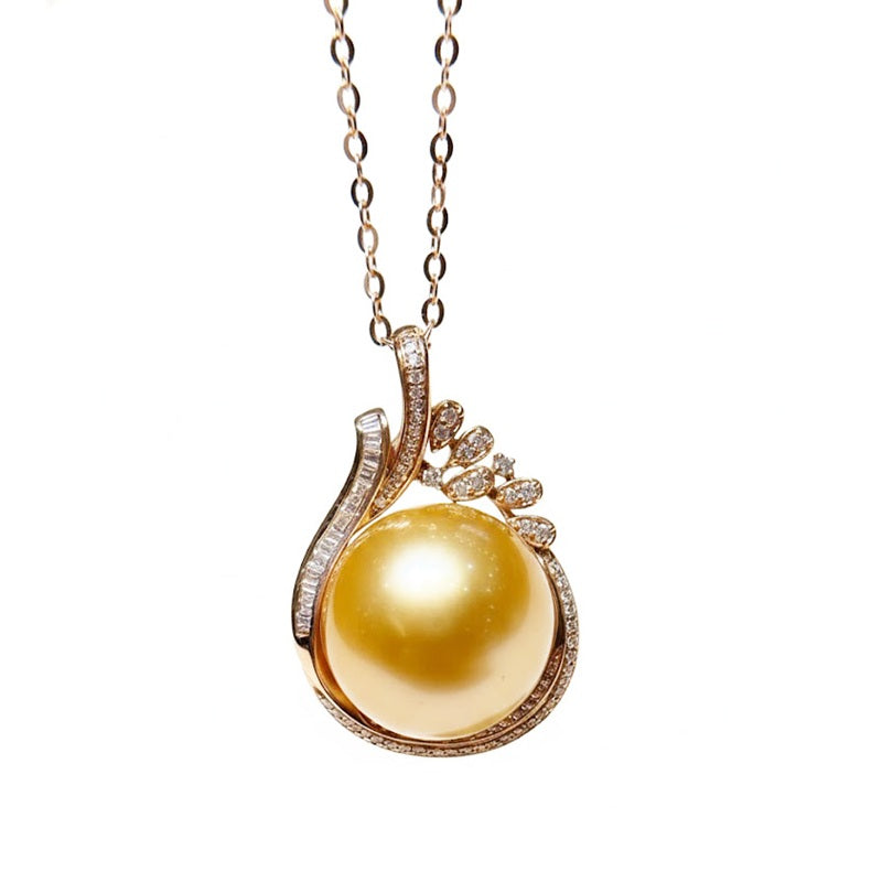 Филиппиний том алтан сувдтай 18К Алт очир алмаазтай зүүлт