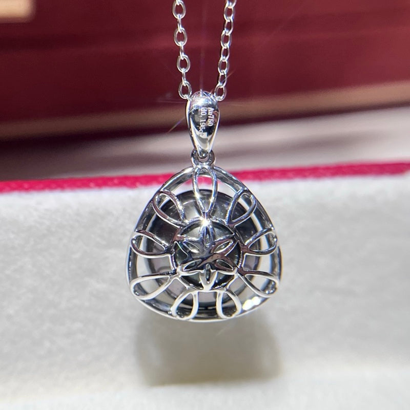 Tahitian хар сувд 18К Алт очир алмаазтай зүүлт