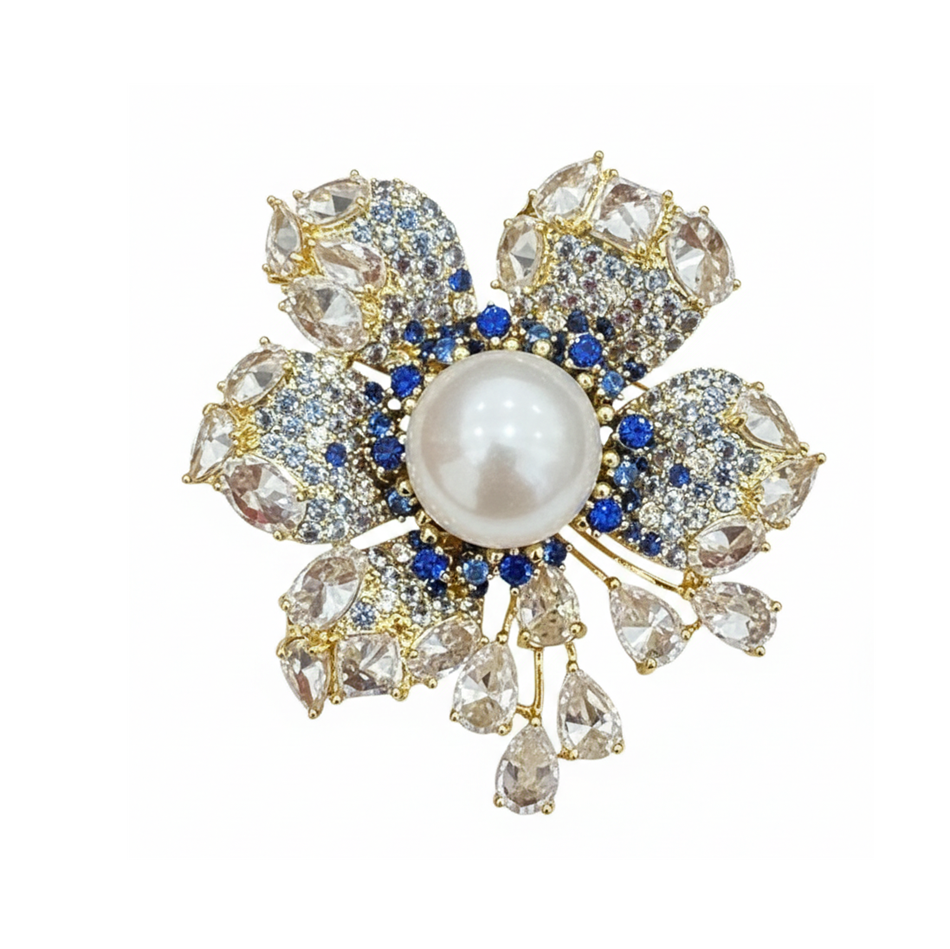 цэнхэр болор сувдтай энгэр хүзүүний зүүлт