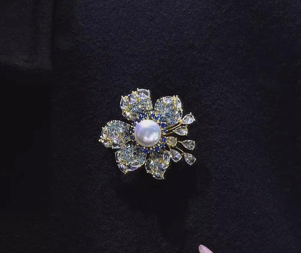 цэнхэр болор сувдтай энгэр хүзүүний зүүлт