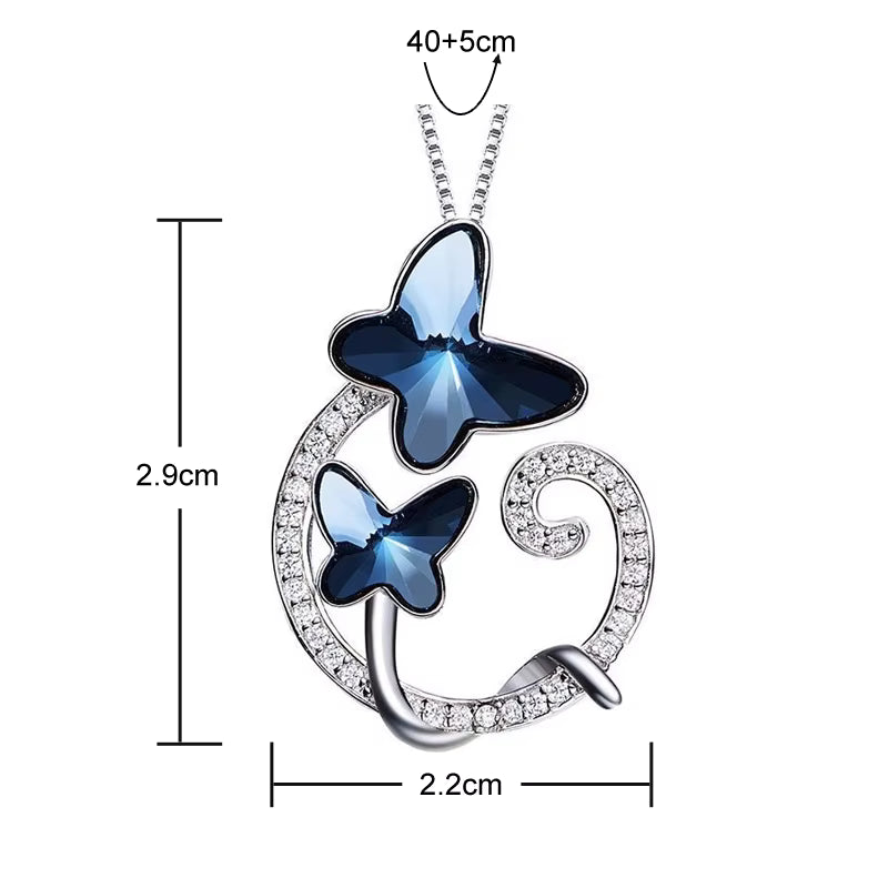 Swarovski Кристалтай S925 Цэвэр Мөнгөн Эрвээхэйн Хүзүүний Зүүлт