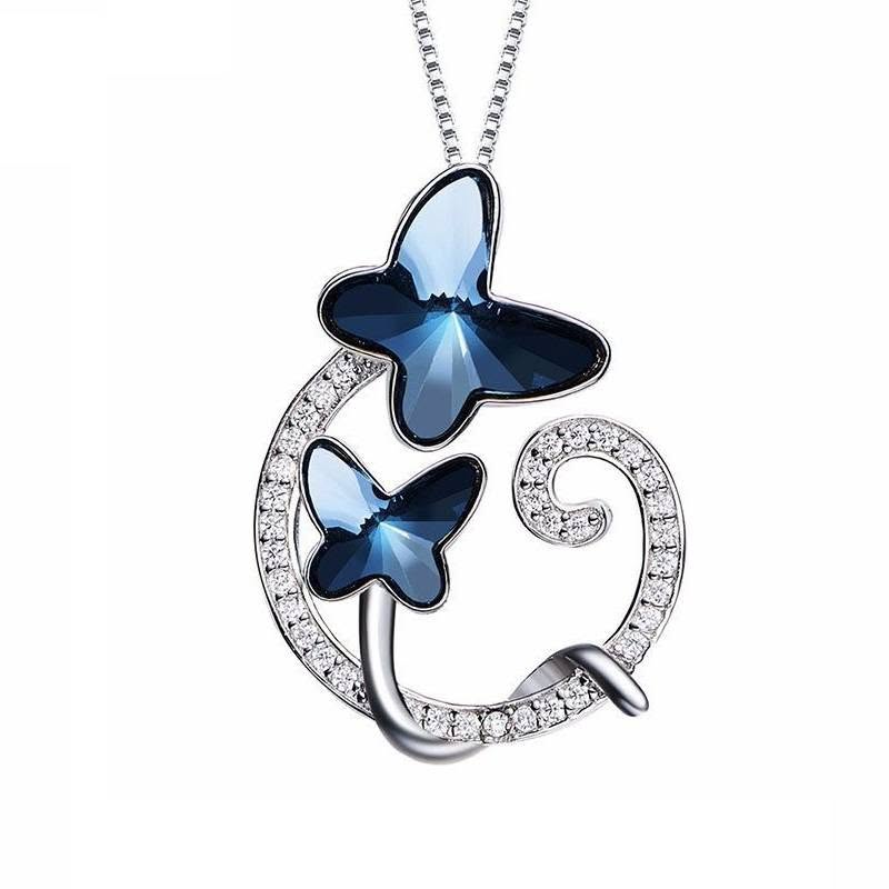 Swarovski Кристалтай S925 Цэвэр Мөнгөн Эрвээхэйн Хүзүүний Зүүлт