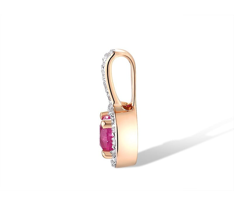 14К 585 ягаан алт дугуй ,очир алмас бадмаараг эрдэнийн чулуутай зүүлт