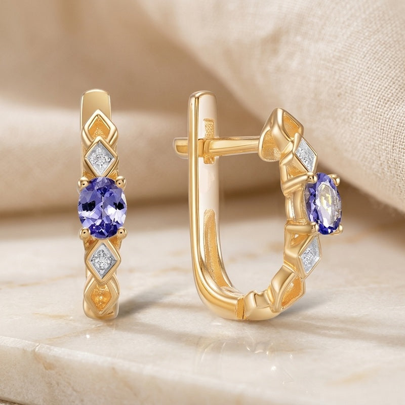 14K Ягаан алтан Аметист, Алмазан ээмэг