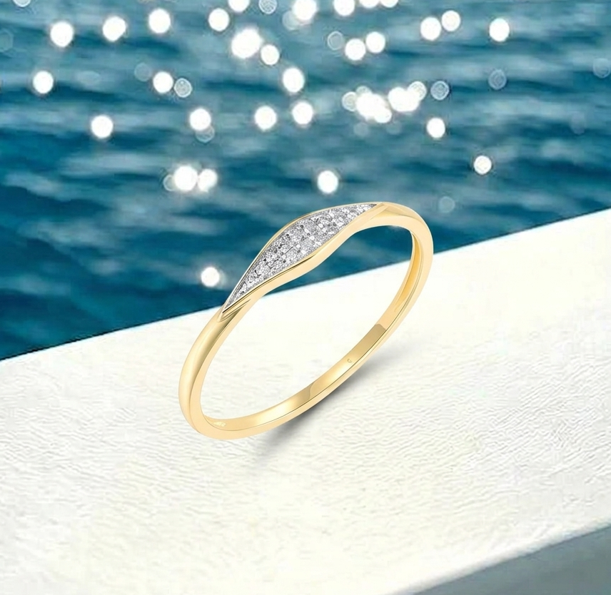 14K шар алт, очир эрдэнэ шигтгээтэй нарийн хийцтэй бөгж