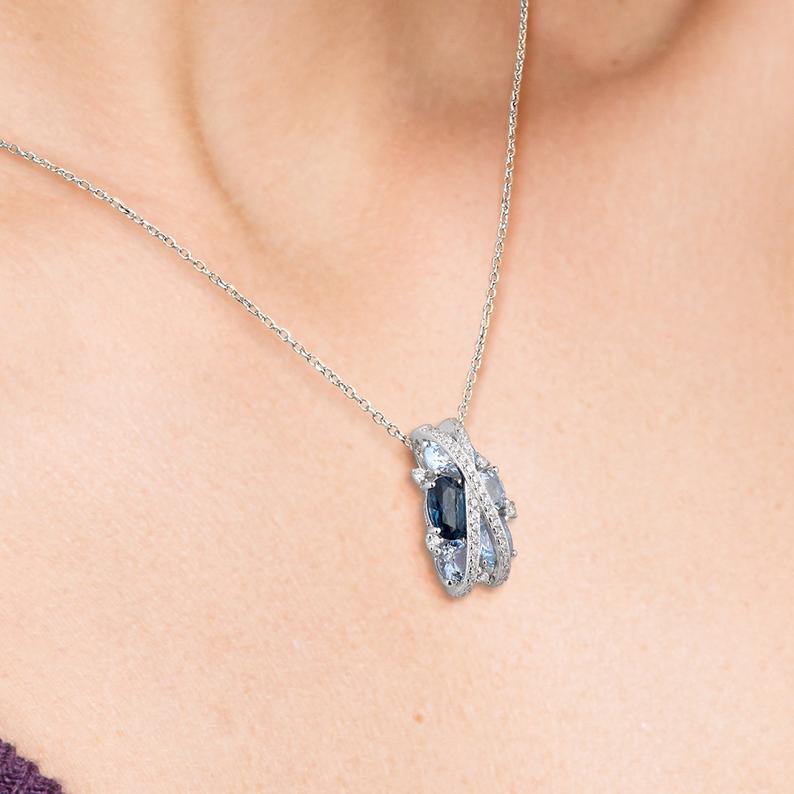 Гялалзсан цэнхэр өнгийн S925 мөнгөн ээмэг бөгж зүүлт хослол