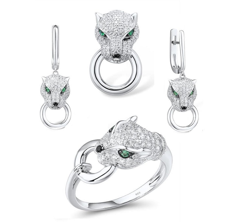 Ирвэстэй Цагаан алтаар бүрсэн мөнгөн бөгж ээмэг зүүлт