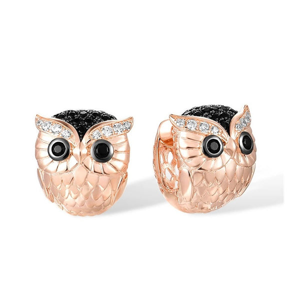 Өхөөрдөм шар шувуу ягаан алтан бүрсэн ээмэг