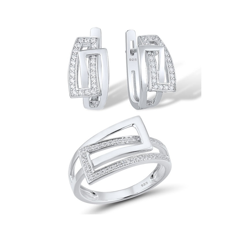 Гялалзсан циркон Тансаг Мөнгөн Иж Бүрдэл