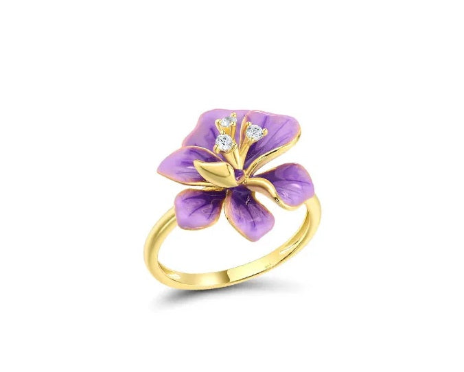 Нил ягаан өнгийн цэцэгтэй мөнгөн хослол