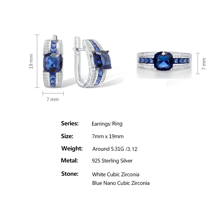 Цэнхэр индранил 925 сорьцтой мөнгөн хослол