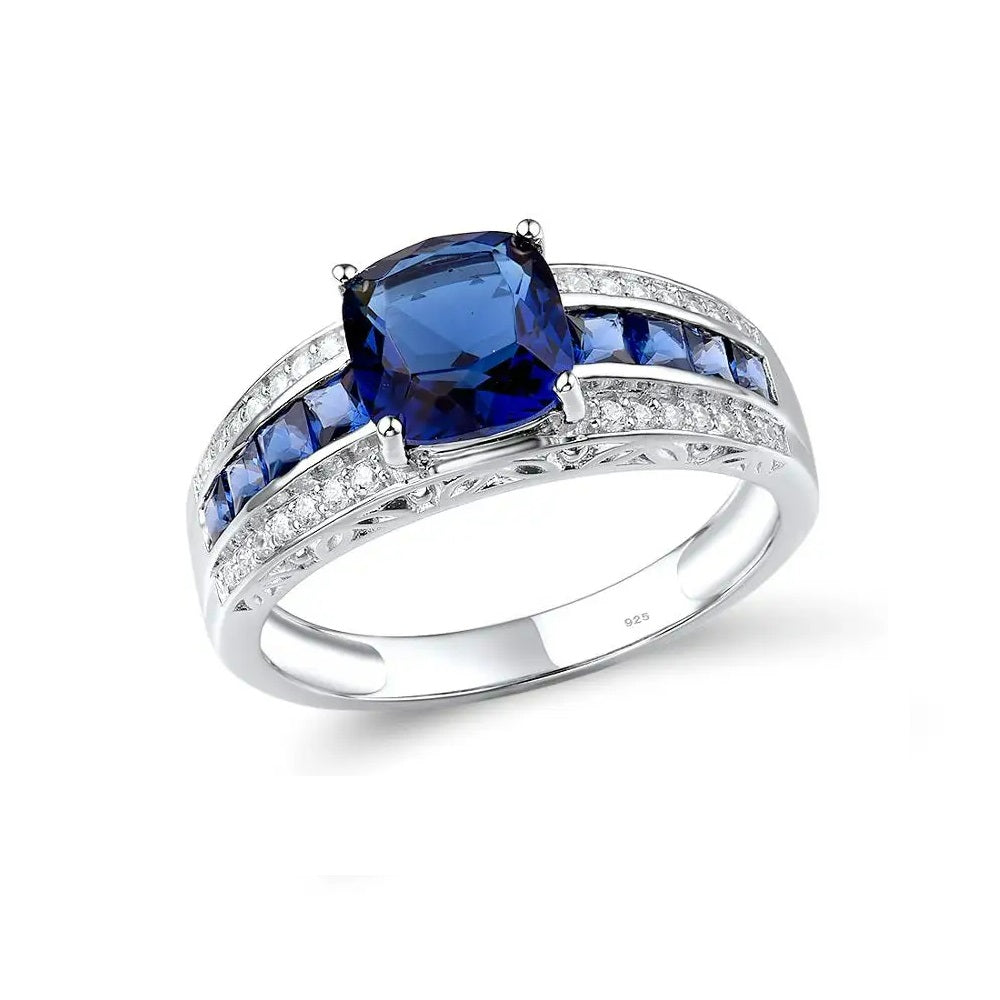 Цэнхэр индранил 925 сорьцтой мөнгөн хослол