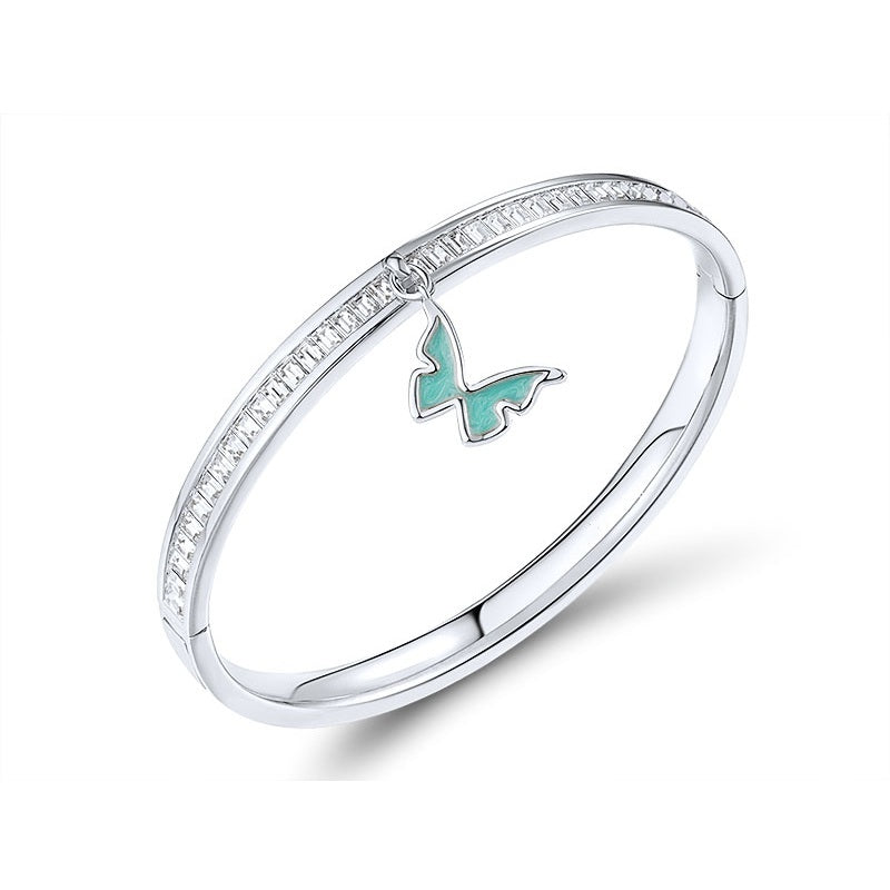 Гялалзсан цагаан  SWAROVSKI шигшээтэй L316 металл бугуйвч