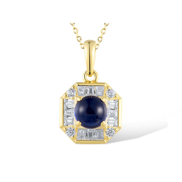 Цэнхэр спинель цагаан циркон алтаар бүрсэн мөнгөн хослол