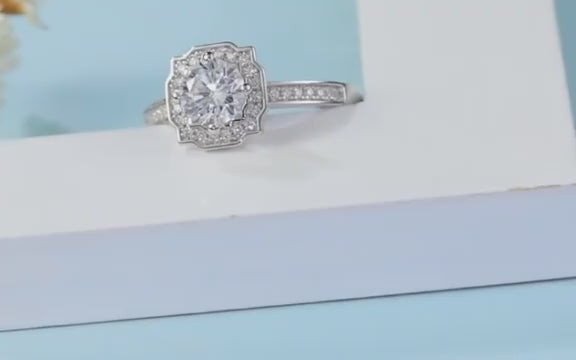 Дөрвөлжин D өнгөт 6.5 моиссанит алмаз  бөгж